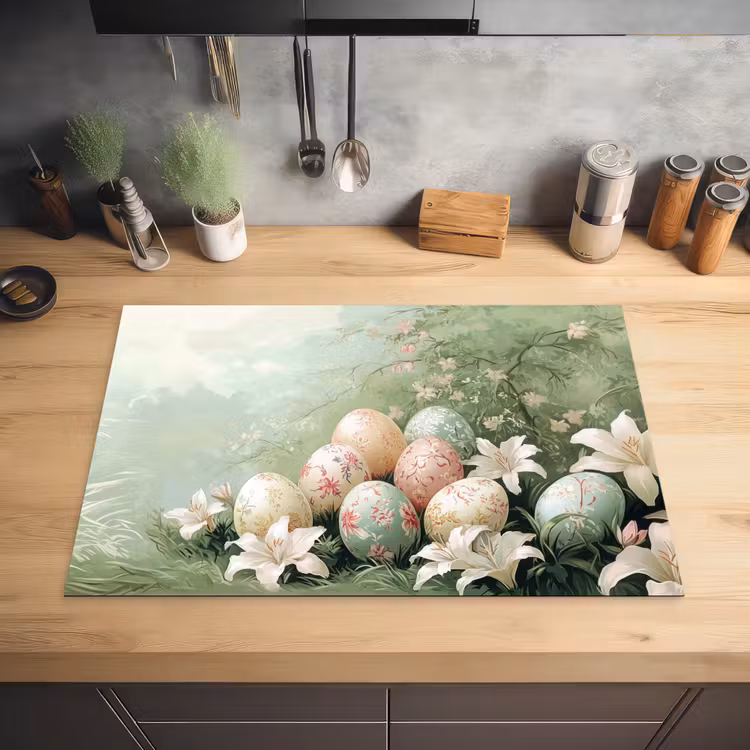 Paaseieren - Pasteltinten - Bloemen Inductie beschermer vinyl 3mm klein -sfeer5