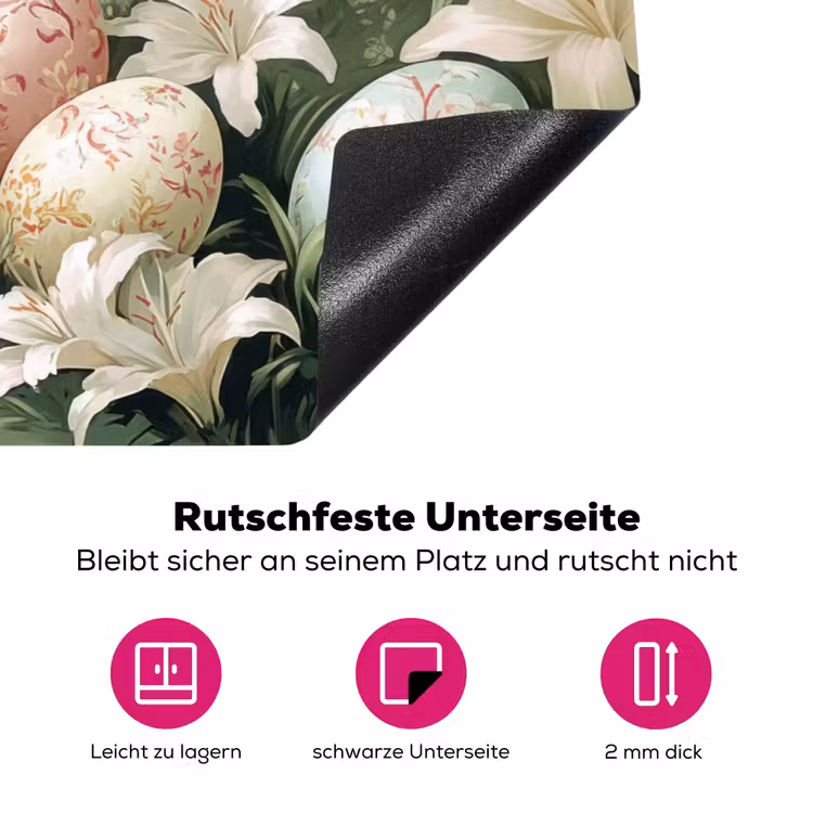 Paaseieren - Pasteltinten - Bloemen Inductie beschermer vinyl 3mm klein -zzzzzzz-lf-onderkant