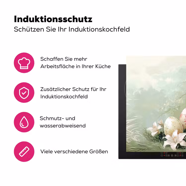 Paaseieren - Pasteltinten - Bloemen Inductie beschermer vinyl 3mm klein -zzzzzzz-lf-ups