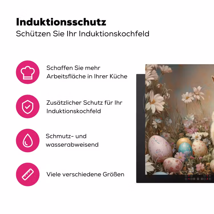 Paashaas - Lente - Paaseieren Inductie beschermer vinyl 3mm klein -zzzzzzz-lf-ups