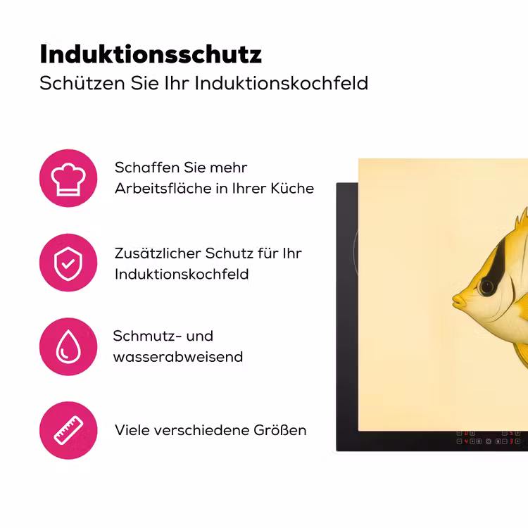 Ovaal - Vis - Geel - Schubben Inductie beschermer vinyl 3mm klein -zzzzzzz-lf-ups