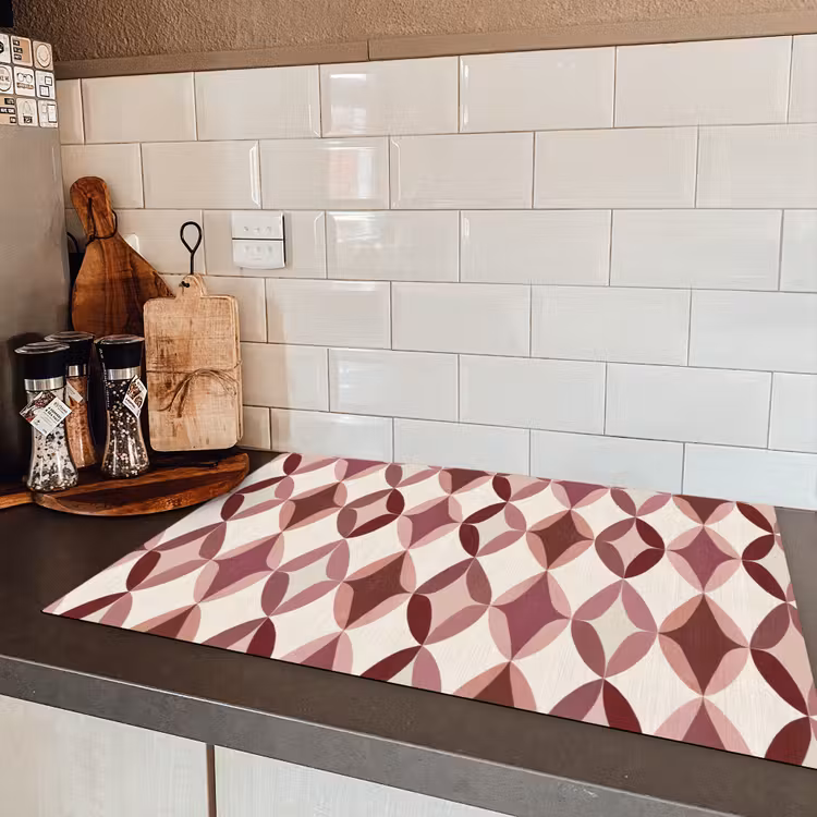 Ovaal - Textuur - Roze Inductie beschermer vinyl 3mm klein 276 -sfeer3