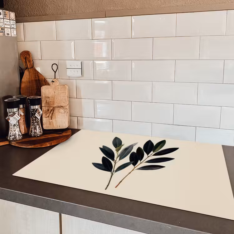 Ovaalvormige bladeren - Diep groen - Symmetrisch Inductie beschermer vinyl 3mm klein -sfeer3