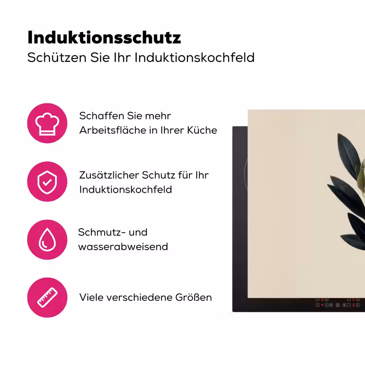 Ovaalvormige bladeren - Diep groen - Symmetrisch Inductie beschermer vinyl 3mm klein -zzzzzzz-lf-ups