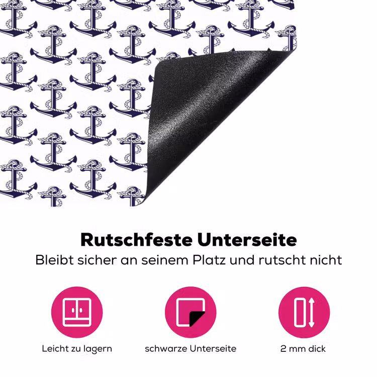Oceaan - Anker - Blauw - Wit Inductie beschermer vinyl 3mm klein 276 -zzzzzzz-lf-onderkant