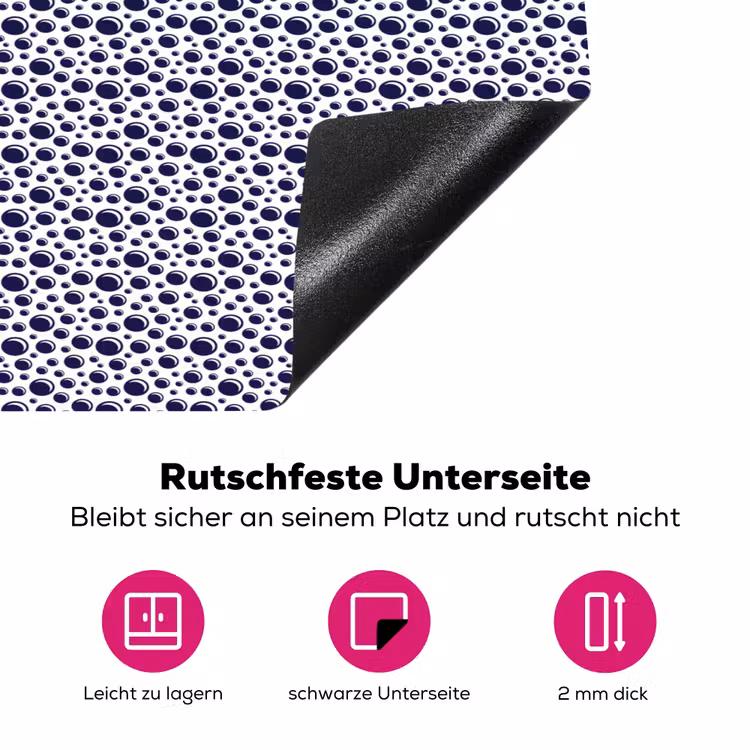 Oceaan - Bubbel - Blauw - Wit Inductie beschermer vinyl 3mm klein 276 -zzzzzzz-lf-onderkant