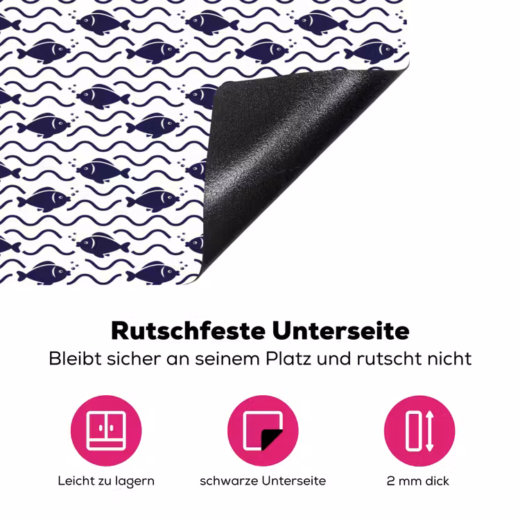 Oceaan - Visachtig - Blauw - Wit Inductie beschermer vinyl 3mm klein 276 -zzzzzzz-lf-onderkant