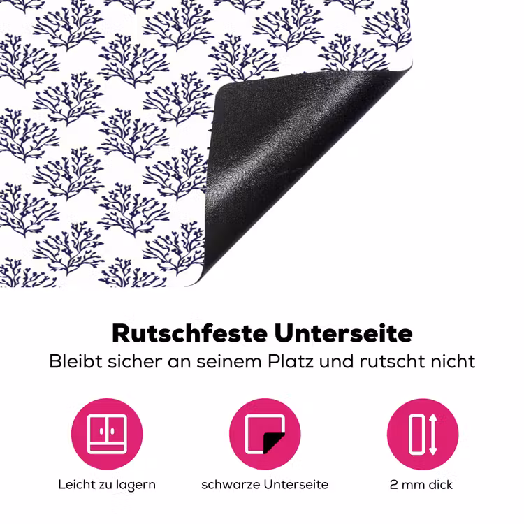 Oceaan - Koraal - Blauw - Wit Inductie beschermer vinyl 3mm klein 276 -zzzzzzz-lf-onderkant