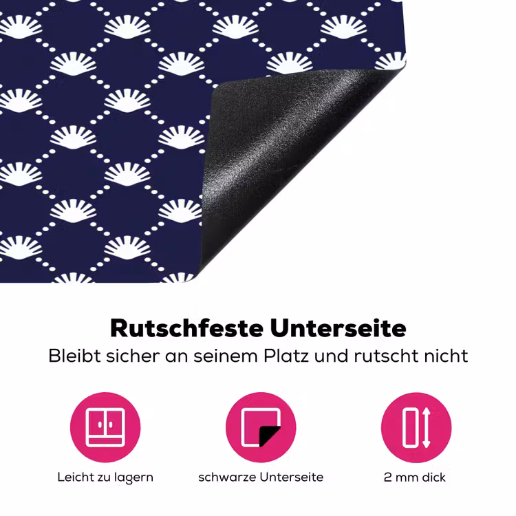 Oceaan - Schelp - Blauw - Wit Inductie beschermer vinyl 3mm klein 276 -zzzzzzz-lf-onderkant