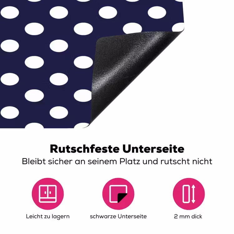 Oceaan - Stippen - Blauw - Wit Inductie beschermer vinyl 3mm klein 276 -zzzzzzz-lf-onderkant