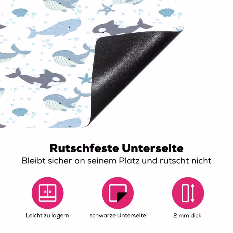 Oceaan - Walvis - Orka - Blauw Inductie beschermer vinyl 3mm klein 276 -zzzzzzz-lf-onderkant