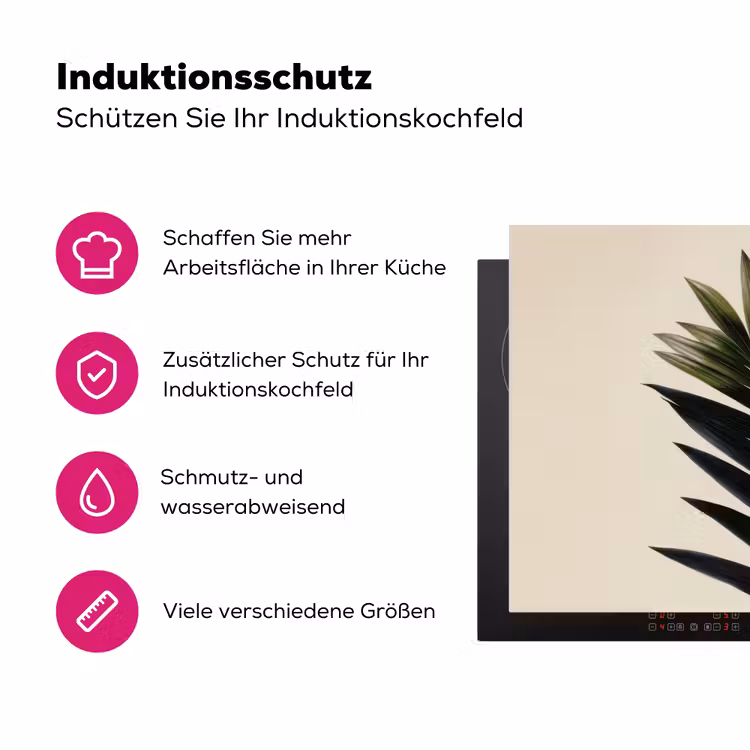 Palmblad - Donkere bladen - Subtiel Inductie beschermer vinyl 3mm klein -zzzzzzz-lf-ups