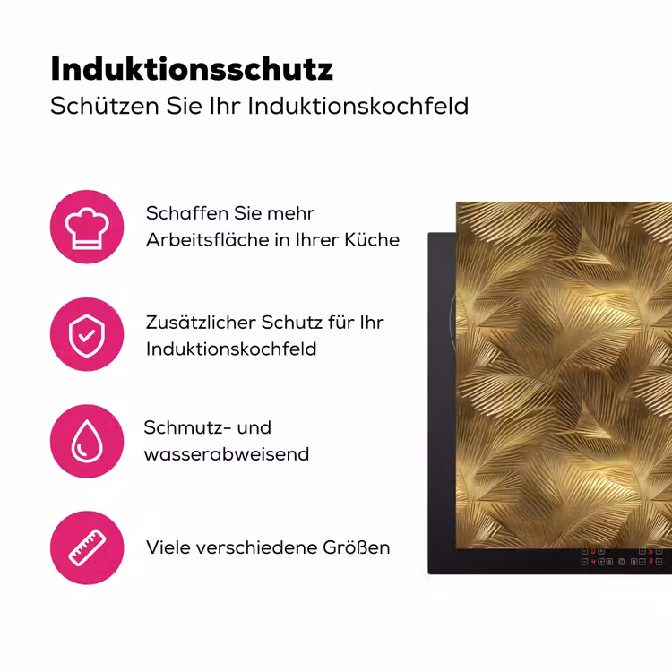 Palm - Waaier - Goud Inductie beschermer vinyl 3mm klein 276 -zzzzzzz-lf-ups