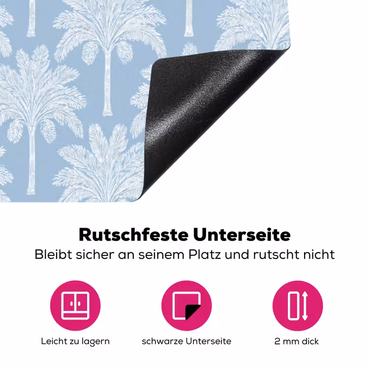 Palmboom - Modern - Blauw Inductie beschermer vinyl 3mm klein 276 -zzzzzzz-lf-onderkant