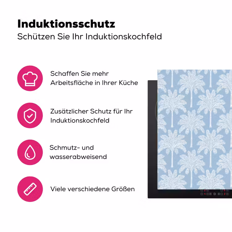 Palmboom - Modern - Blauw Inductie beschermer vinyl 3mm klein 276 -zzzzzzz-lf-ups