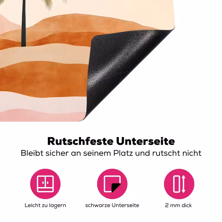 Palmbomen - Abstract - Zon - Heuvels Inductie beschermer vinyl 3mm klein -zzzzzzz-lf-onderkant