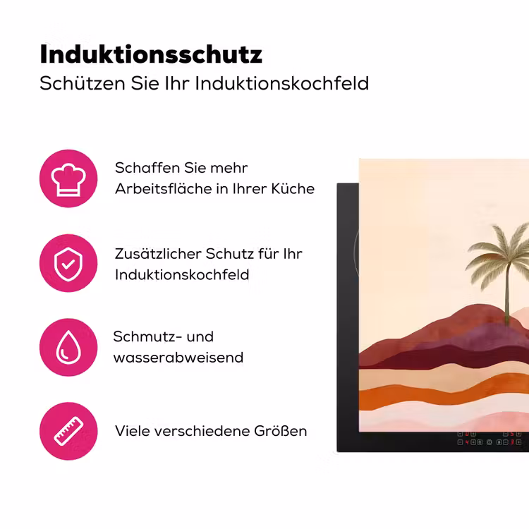 Palmbomen - Abstract - Zon - Heuvels Inductie beschermer vinyl 3mm klein -zzzzzzz-lf-ups