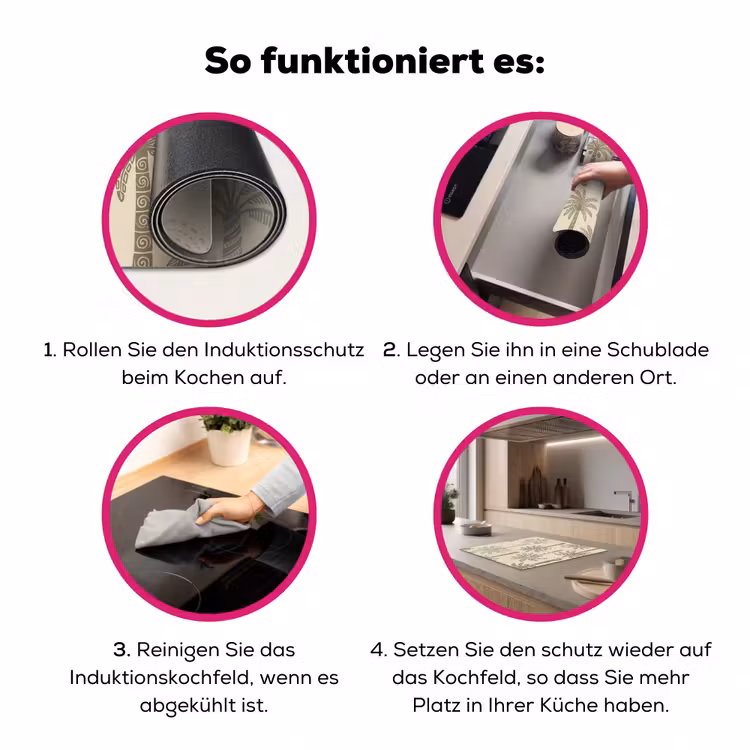 Palmbomen - Patroon - Tropisch - Beige Inductie beschermer vinyl 3mm middel -zzzzzzz-lf-werking