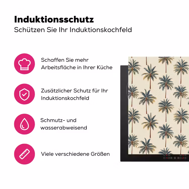 Palmbomen - Tropisch - Groen Inductie beschermer vinyl 3mm klein 276 -zzzzzzz-lf-ups