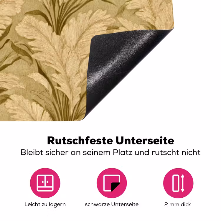 Palmbladeren - Klassiek - Groen Inductie beschermer vinyl 3mm klein 276 -zzzzzzz-lf-onderkant