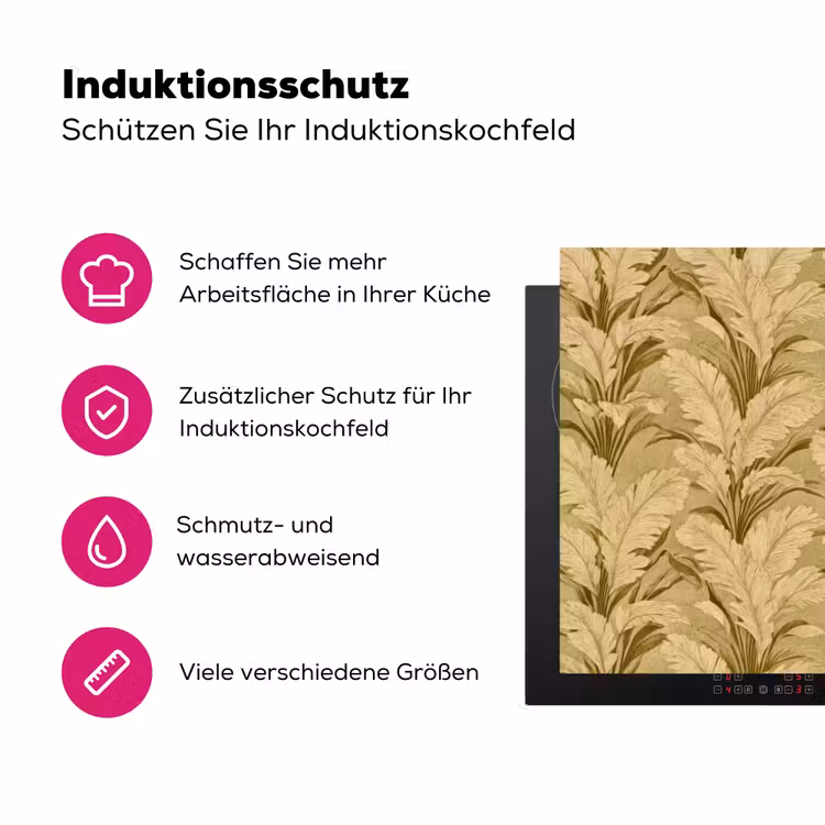Palmbladeren - Klassiek - Groen Inductie beschermer vinyl 3mm klein 276 -zzzzzzz-lf-ups