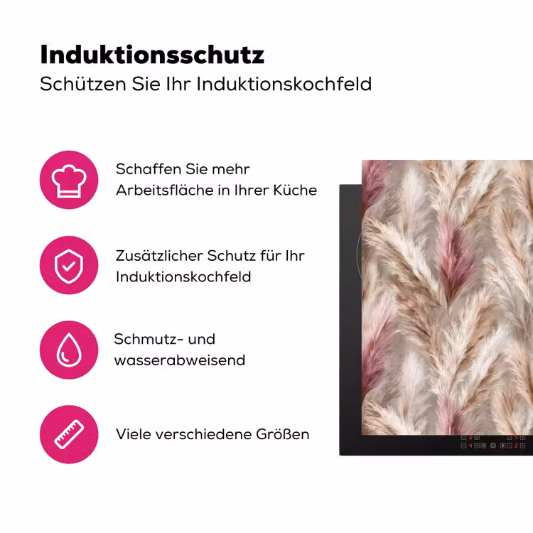 Pampasgras - Pluizig - Kleurrijk Inductie beschermer vinyl 3mm klein 276 -zzzzzzz-lf-ups