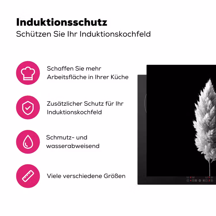 Pampasgras - Zwart-wit - Planten Inductie beschermer vinyl 3mm middel -zzzzzzz-lf-ups