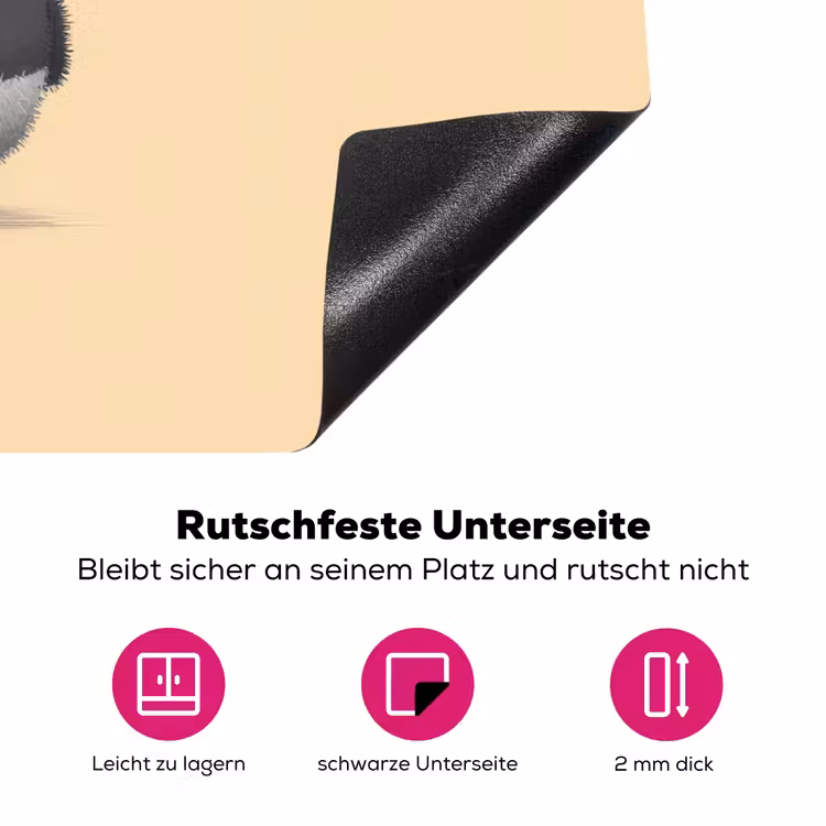 Panda - Beige - Minimalistisch Inductie beschermer vinyl 3mm klein -zzzzzzz-lf-onderkant