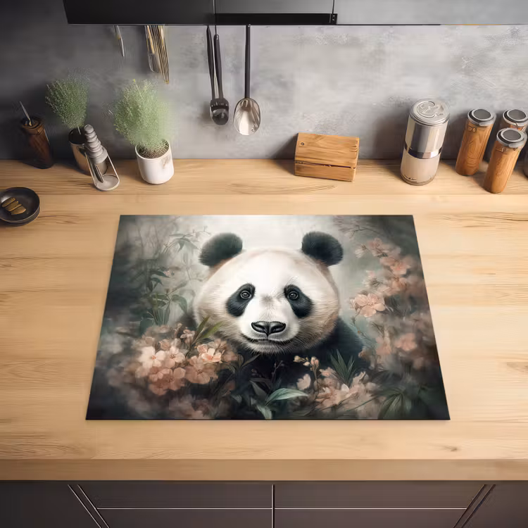 Panda - Dieren - Bloemen - Planten Inductie beschermer vinyl 3mm groot -sfeer5