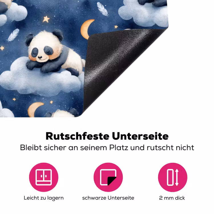 Panda's - Slapen - Blauw Inductie beschermer vinyl 3mm klein 276 -zzzzzzz-lf-onderkant