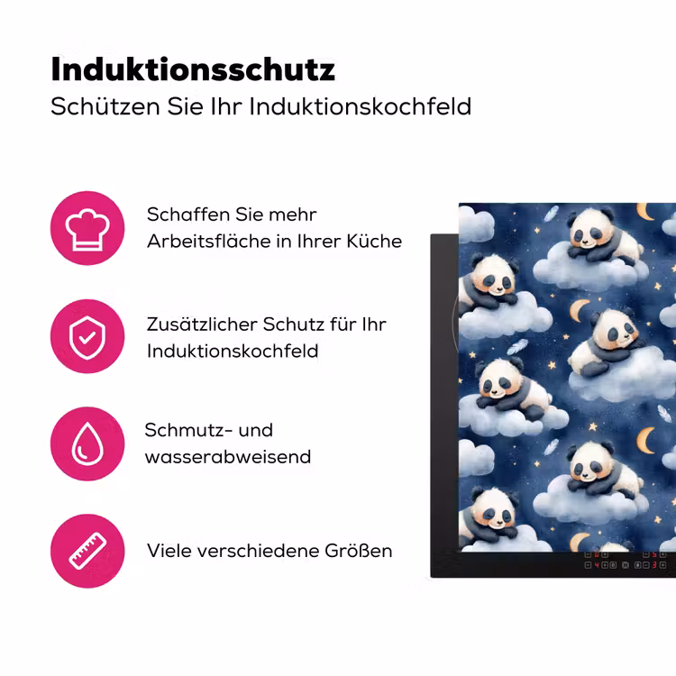 Panda's - Slapen - Blauw Inductie beschermer vinyl 3mm klein 276 -zzzzzzz-lf-ups