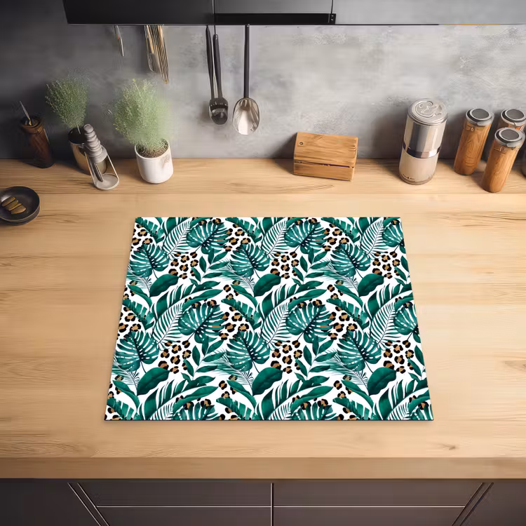 Inductie beschermer - Panterprint - Bladeren - Jungle - Afdekplaat voor kookplaat Inductie beschermer vinyl 3mm middel -sfeer5