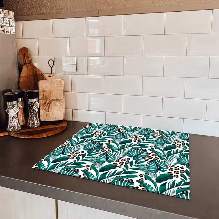 Inductie beschermer - Panterprint - Bladeren - Jungle - Afdekplaat voor kookplaat Inductie beschermer vinyl 3mm middel -sfeer3