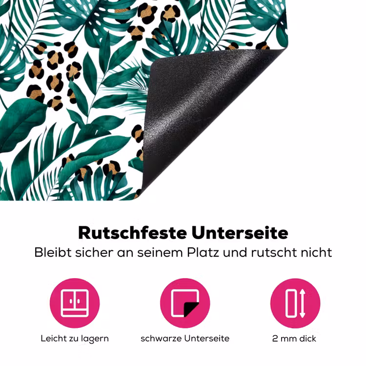 Inductie beschermer - Panterprint - Bladeren - Jungle - Afdekplaat voor kookplaat Inductie beschermer vinyl 3mm middel -zzzzzzz-lf-onderkant