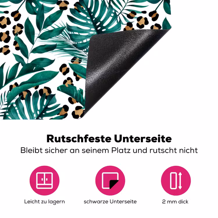Panterprint - Bladeren - Jungle Inductie beschermer vinyl 3mm klein -zzzzzzz-lf-onderkant