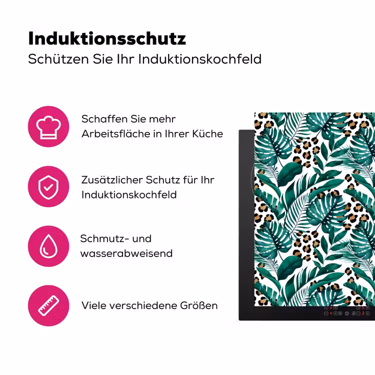 Panterprint - Bladeren - Jungle Inductie beschermer vinyl 3mm klein -zzzzzzz-lf-ups