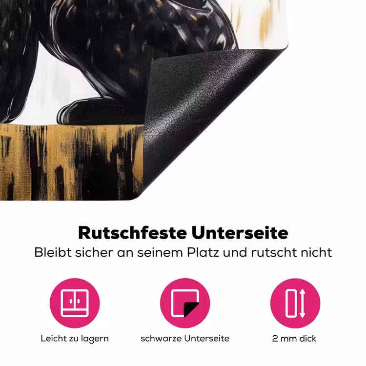 Panter - Zwart - Abstract - Goud Inductie beschermer vinyl 3mm klein -zzzzzzz-lf-onderkant