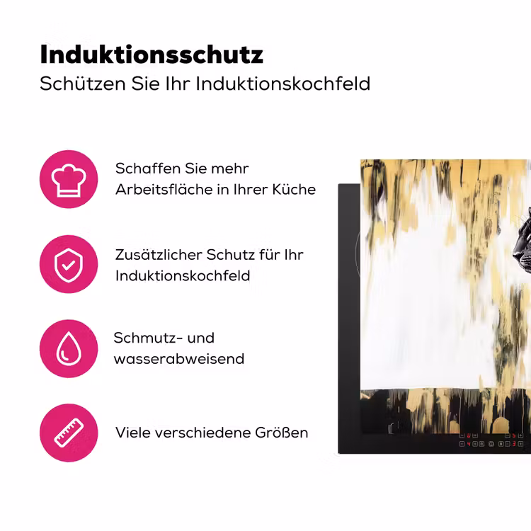 Panter - Zwart - Abstract - Goud Inductie beschermer vinyl 3mm klein -zzzzzzz-lf-ups