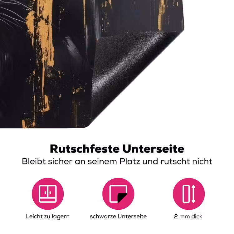 Panter - Zwart - Abstract - Verfstreken Inductie beschermer vinyl 3mm klein -zzzzzzz-lf-onderkant