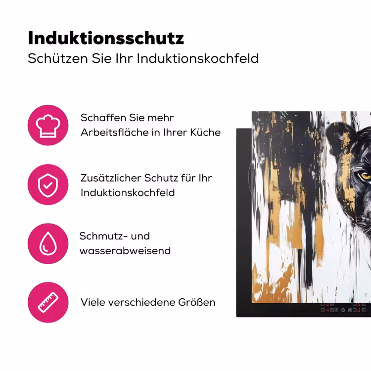 Panter - Zwart - Abstract - Verfstreken Inductie beschermer vinyl 3mm klein -zzzzzzz-lf-ups