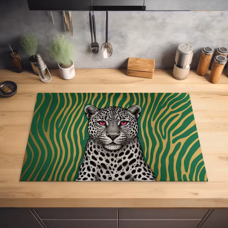 Panter - Zebrapatroon - Groen Inductie beschermer vinyl 3mm klein -sfeer5