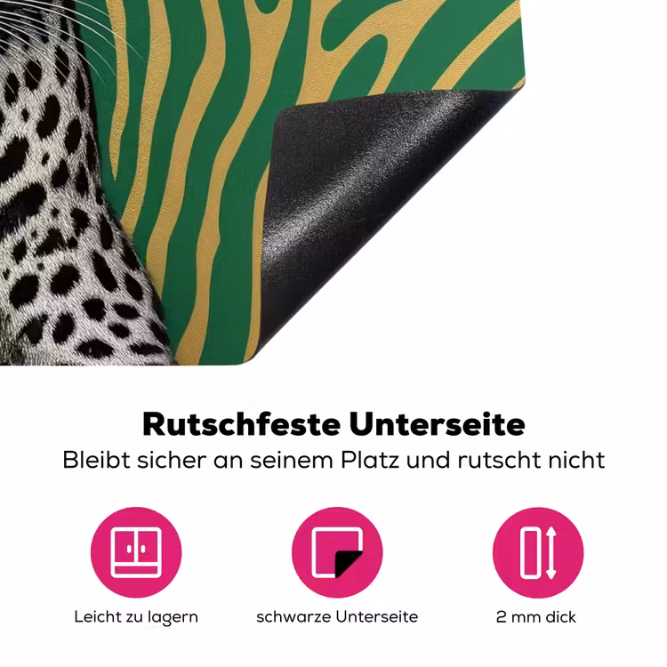 Panter - Zebrapatroon - Groen Inductie beschermer vinyl 3mm klein -zzzzzzz-lf-onderkant