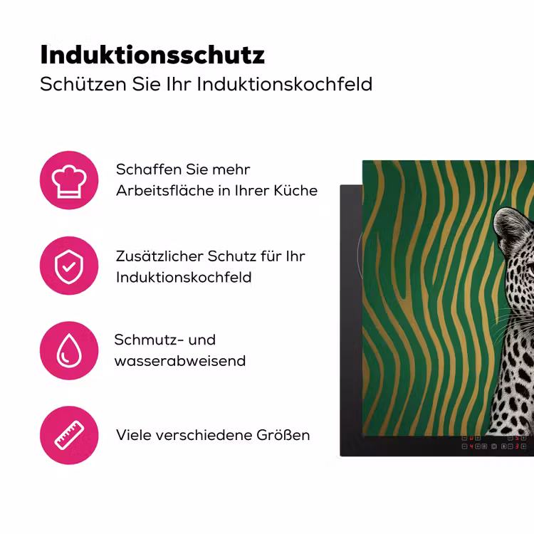 Panter - Zebrapatroon - Groen Inductie beschermer vinyl 3mm klein -zzzzzzz-lf-ups
