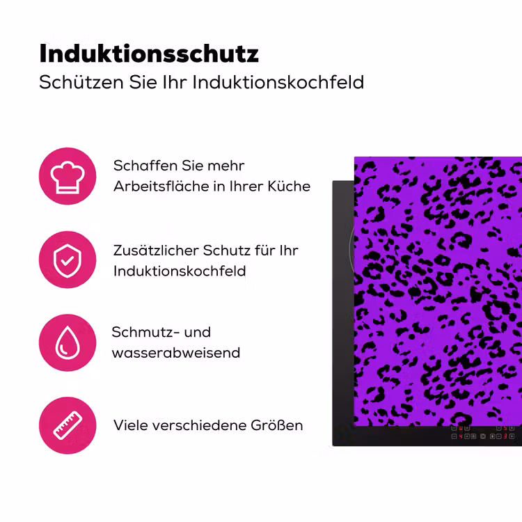 Panterprint - Paars - Patroon Inductie beschermer vinyl 3mm klein 276 -zzzzzzz-lf-ups