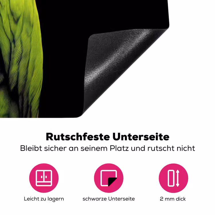 Papegaai - Veren - Opvallend - Groen Inductie beschermer vinyl 3mm klein -zzzzzzz-lf-onderkant