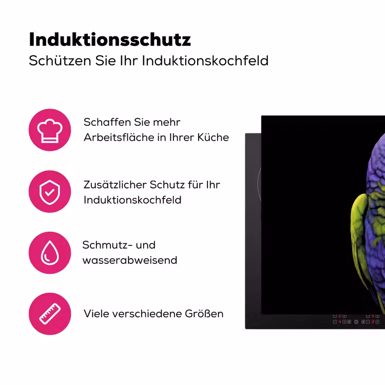 Papegaai - Veren - Opvallend - Groen Inductie beschermer vinyl 3mm klein -zzzzzzz-lf-ups