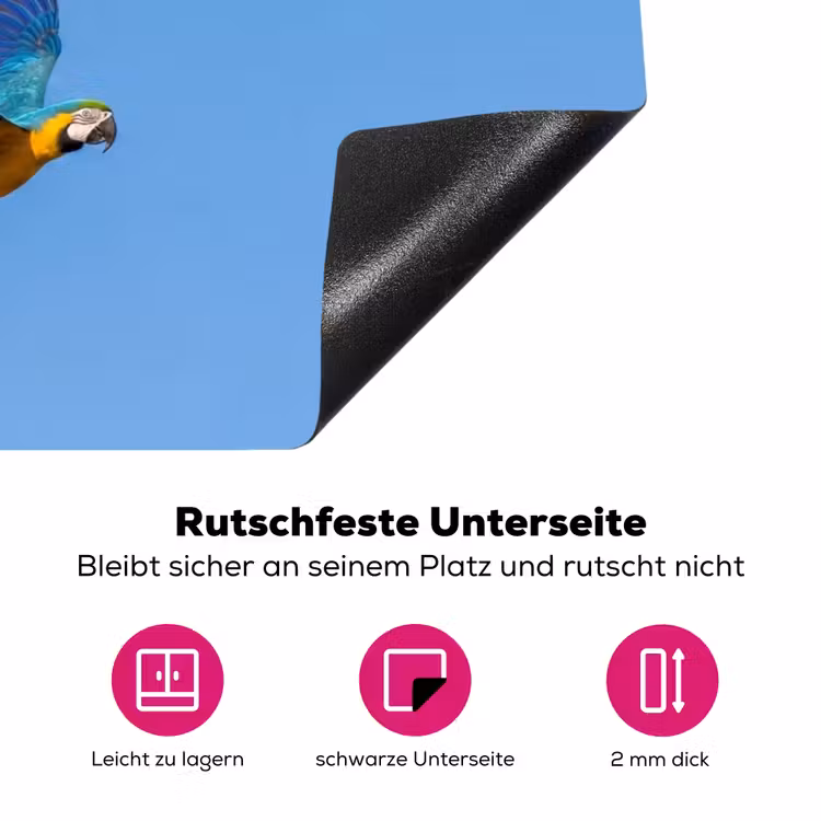 Papagaai - Vliegen - Blauw - Geel Inductie beschermer vinyl 3mm klein -zzzzzzz-lf-onderkant