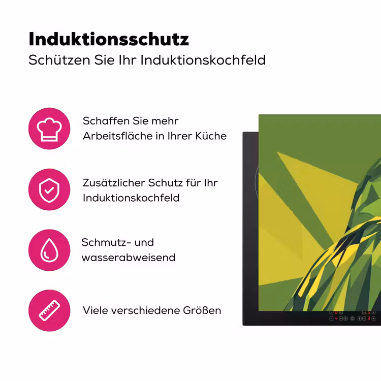 Papegaai - Groen - Snavel - Abstract Inductie beschermer vinyl 3mm klein -zzzzzzz-lf-ups