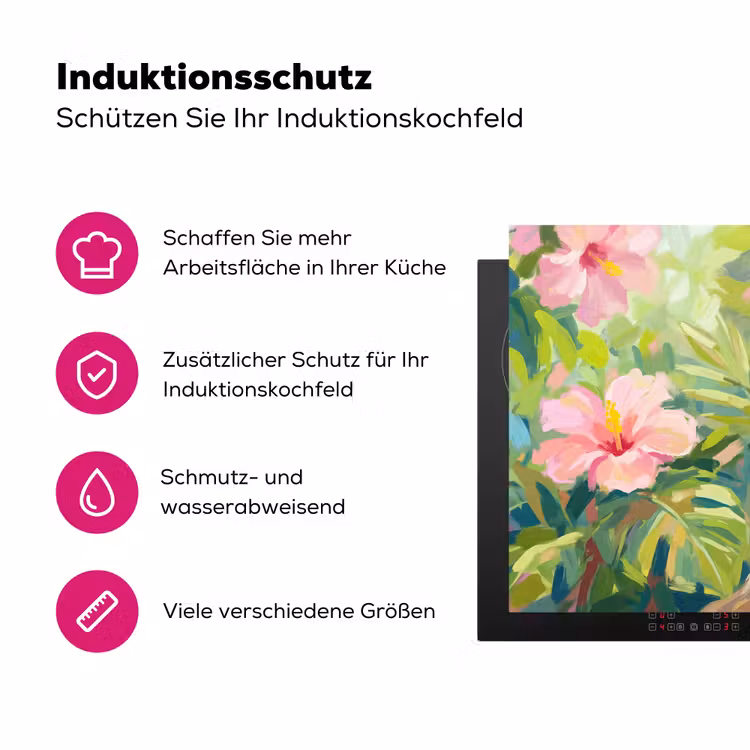Papagaai - Hibiscusbloemen - Kleurrijk Inductie beschermer vinyl 3mm klein -zzzzzzz-lf-ups