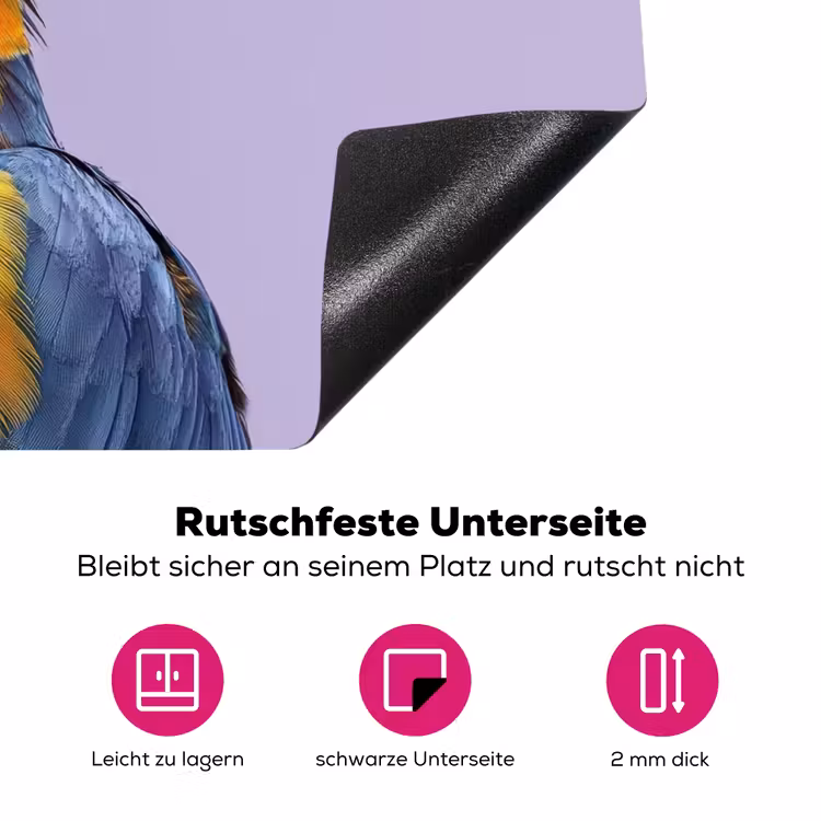 Papegaai - Koksmuts - Paars - Cute Inductie beschermer vinyl 3mm klein -zzzzzzz-lf-onderkant
